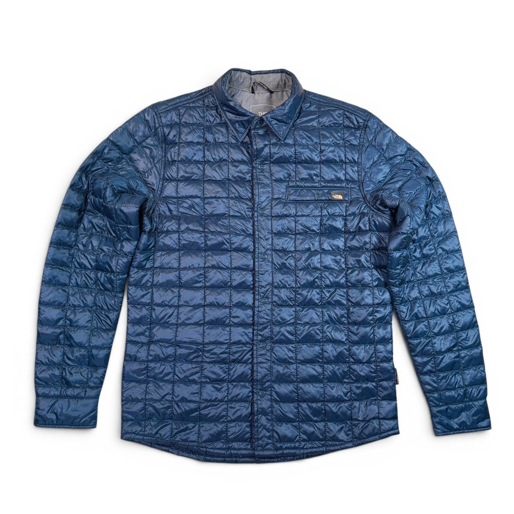The North Face Reyes Thermoball Quilted Shirt Jacket Blue Mens Small Shacket